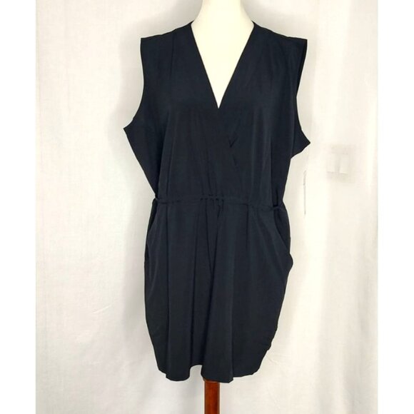 Athleta Marlow Romper Black 1X Sleeveless V-Neck Pockets NEW - Picture 4 of 16